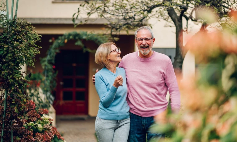 Retire couple laughing