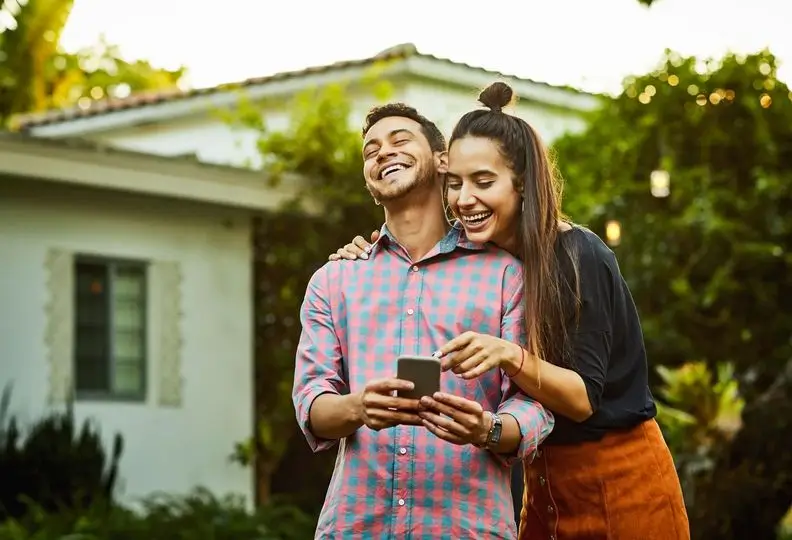 Retire couple laughing